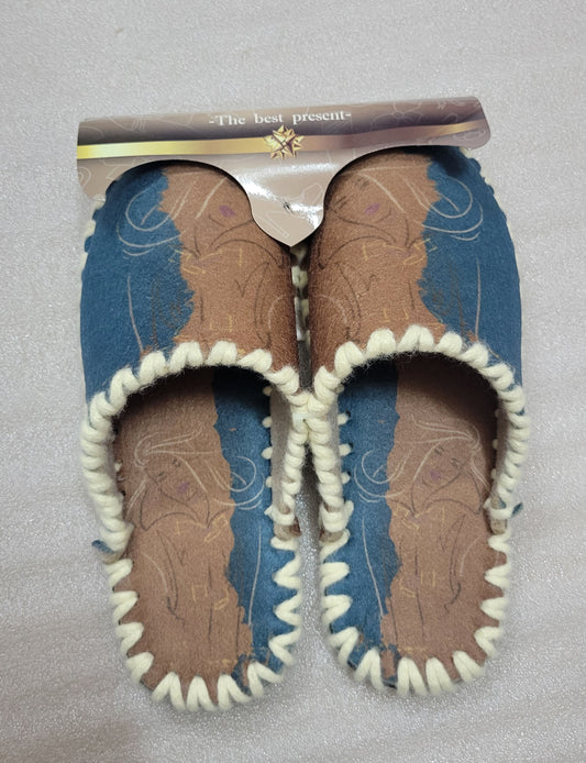 Весели пантофи - Синьо-кафяви