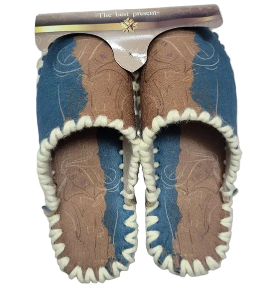 Весели пантофи - Синьо-кафяви