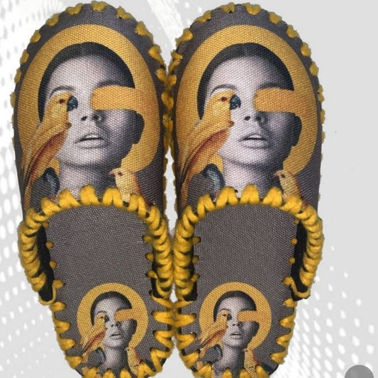 Весели пантофи - Жена с папагал