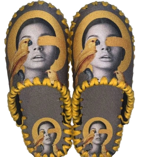 Весели пантофи - Жена с папагал