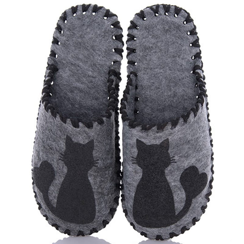 Весели пантофи - Коте сиво